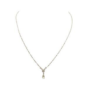 Avon Silver-Tone Necklace With Crystal Pendant Drop & Rhinestone Accents